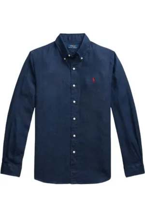 Ralph Lauren Homme, Chemises, Bleu, Taille: L Chemise Coupe Standard en Lin