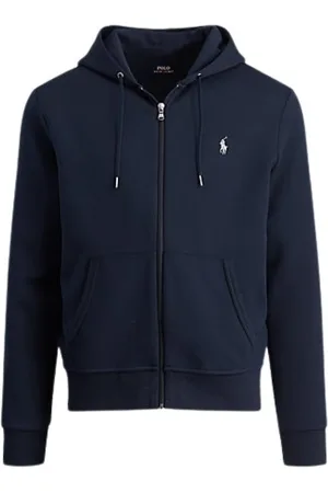 Ralph Lauren Homme, Sweatshirts et sweats à capuche, Bleu, Taille: M Veste Zippée Côtelée Marine en Coton et Polyester