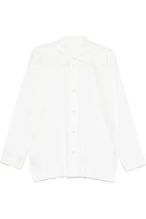 Issey Miyake Homme, Chemises, Blanc, Taille: L Chemise plissée blanche à épaules drapées
