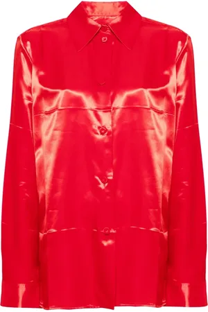 Jil Sander Femme, Blouses et Chemises, Rouge, Taille: 40 FR Chemise Décontractée en Coton
