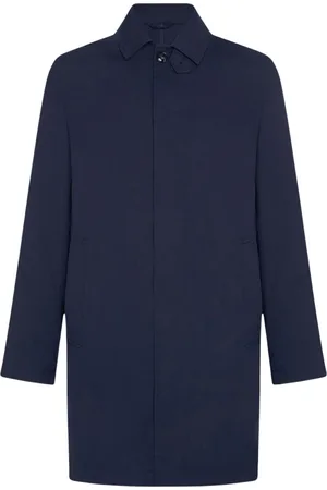 Kiton Homme, Manteaux, Bleu, Taille: 4XL Trench-coat en lin bleu marine