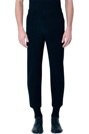 Issey Miyake Homme, Pantalons, Noir, Taille: S Pantalon Plissé à Taille Élastiquée