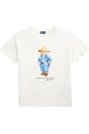 Ralph Lauren Femme, Tops, Blanc, Taille: 36 FR Tee-shirt Polo Bear en denim