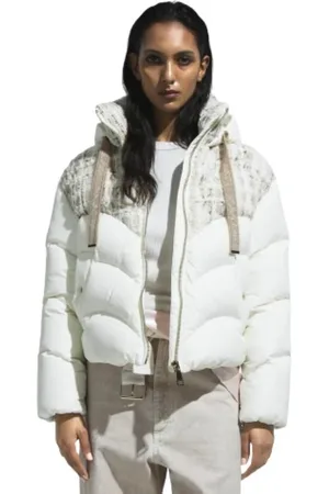 Khrisjoy Femme, Vestes, Blanc, Taille: 38 FR Veste d`hiver Luxe en Tweed Blanc