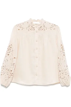 ZIMMERMANN Femme, Blouses et Chemises, , Taille: 38 FR Blouse Wylie en lin brodé