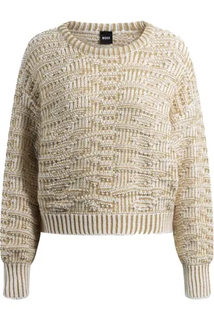 HUGO BOSS Femme, Pulls, Blanc, Taille: 40 FR Pull Court Texturé