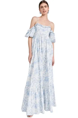 LOVESHACKFANCY Femme, Robes, Bleu, Taille: 40 FR Corsage Plissé Robe Florale