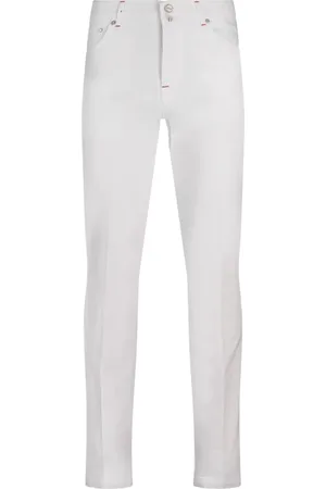 Kiton Homme, Pantalons, Blanc, Taille: W36 Pantalon Blanc Slim-Fit