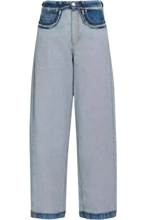 Marni Femme, Jeans, Bleu, Taille: 34 FR Jean taille basse en coton bleu à jambes larges