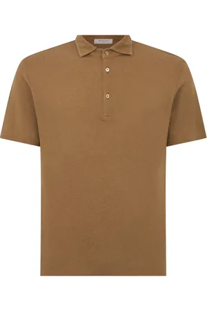 Boglioli Homme, Tops, Brun, Taille: L Polo à manches courtes en coton et lin