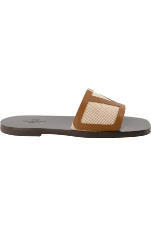 VALENTINO GARAVANI Homme, Chaussures, Brun, Taille: 39 EU Viva Superstar Tongs en Cuir et Toile