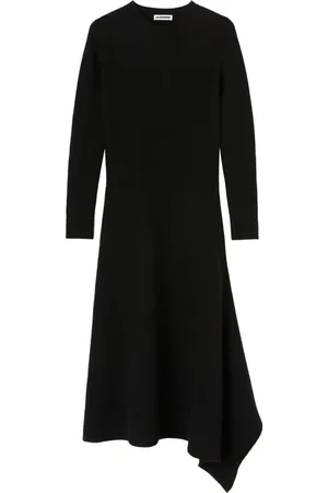 Jil Sander Femme, Robes, Noir, Taille: 36 FR Robe en laine noire à design asymétrique