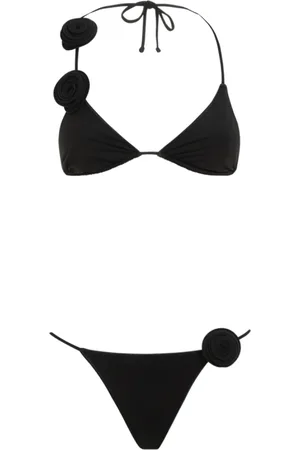 LA REVECHE Femme, Maillots de bain, Noir, Taille: 42 FR Bikini Noir Floral Triangle Maillots de Bain