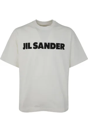 Jil Sander Homme, Tops, Blanc, Taille: S T-Shirt Ras du Cou avec Logo Imprimé