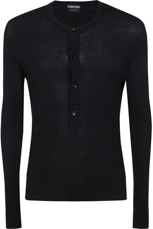 Tom Ford Homme, Pulls, Noir, Taille: XL Pull en maille Henley