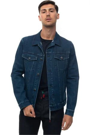 Kiton Homme, Vestes, Bleu, Taille: L Veste Harrington en denim