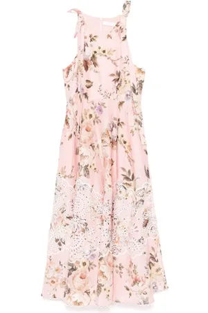 ZIMMERMANN Femme, Robes, Multicolore, Taille: 38 FR Robe Longue en Lin à Imprimé Floral