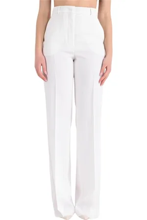 Max Mara Femme, Pantalons, Blanc, Taille: 36 FR Pantalon droit en satin de laine modèle Quasar