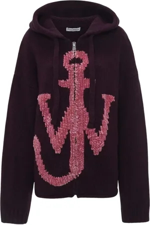 J.W.Anderson Femme, Sweatshirts et sweats à capuche, Violet, Taille: 40 FR Sweat à capuche zippé Anchor