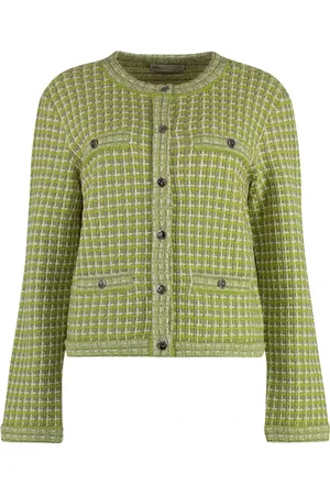 Tory Burch Femme, Vestes, Vert, Taille: 42 FR Cardigan en maille jacquard avec poches
