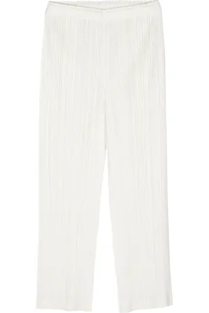 Issey Miyake Femme, Pantalons, Blanc, Taille: 46 FR Pantalon Élégant