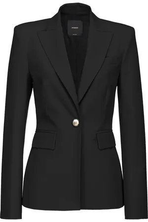 Pinko Femme, Vestes, Noir, Taille: 38 FR Blazer Noir en Tissu Stretch