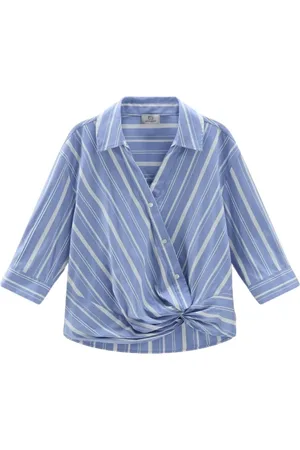 Woolrich Femme, Blouses et Chemises, Bleu, Taille: 42 FR Chemise en Coton Rayé