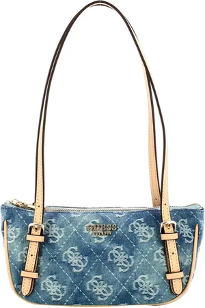 Guess Femme, Sacs, Bleu, Taille: ONE Size Sac à Main en Denim Bleu avec Détails Dorés