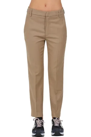 Dondup Femme, Pantalons, Brun, Taille: W28 Pantalon Zippé en Flanelle Stretch