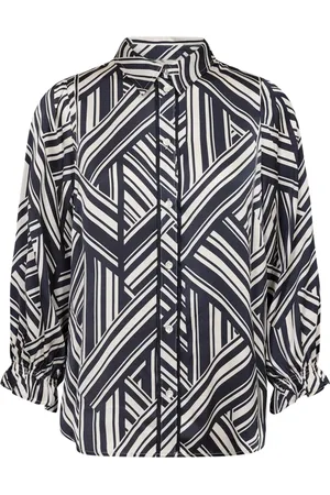 Part Two Femme, Blouses et Chemises, Bleu, Taille: 34 FR Chemise à Rayures Graphiques After Midnight