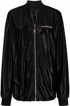 Khrisjoy Femme, Vestes, Noir, Taille: 36 FR Veste de survêtement en satin