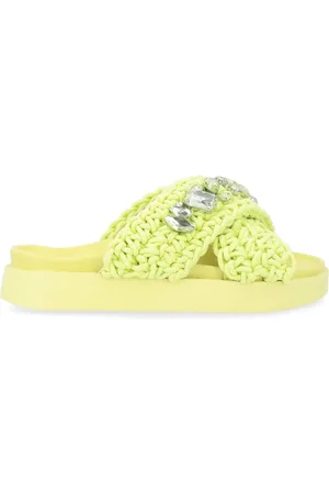 INUIKII Femme, Chaussures, Vert, Taille: 37 EU Sandales Tongs Woven Stones Lime