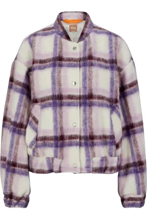 HUGO BOSS Femme, Vestes, Multicolore, Taille: 38 FR Veste à Carreaux Oversize avec Poignets Élastiqués