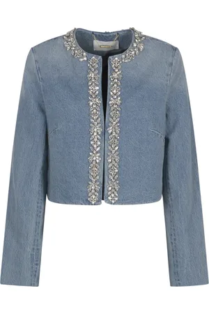 ZIMMERMANN Femme, Vestes, Bleu, Taille: 42 FR Veste en jean ornée Crush