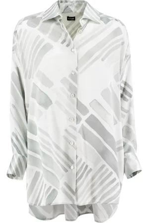 Kiton Femme, Blouses et Chemises, Gris, Taille: 36 FR Chemise en soie à imprimé intégral