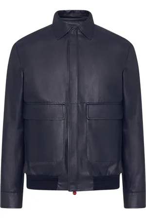 Kiton Homme, Vestes, Bleu, Taille: M Blouson en Agneau Bleu Marine