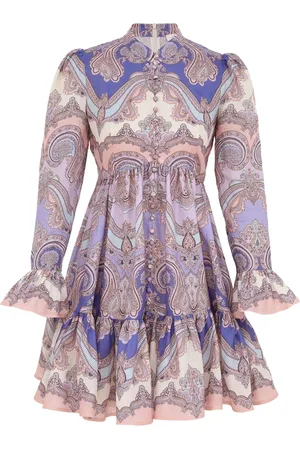 ZIMMERMANN Femme, Robes, Violet, Taille: 40 FR Mini-robe à motif cachemire violet avec volant