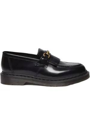 Dr. Martens Homme, Chaussures, Noir, Taille: 36 EU Mocassins Noirs Lisses et Brillants avec Franges