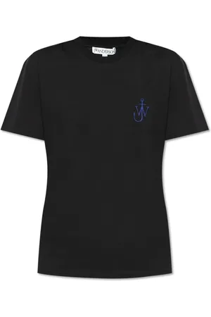 J.W.Anderson Femme, Tops, Noir, Taille: 40 FR T-shirt à Manches Courtes en Coton avec Logo Brodé