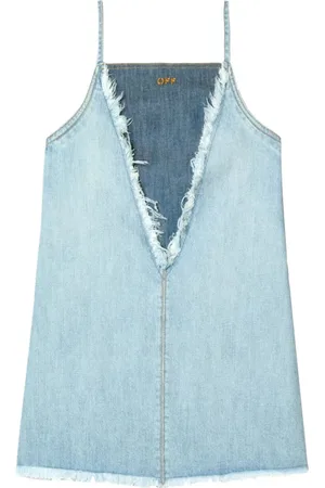 OFF-WHITE Femme, Robes, Bleu, Taille: 36 FR Robe Poupée en Denim Blanchi