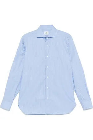 LUIGI BORRELLI NAPOLI Homme, Chemises, Bleu, Taille: L Chemise à Rayures Bleu Clair