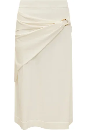Jil Sander Femme, Jupes, Blanc, Taille: 42 FR Jupe Midi Tricotée à Effet Superposé