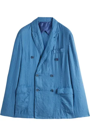 Aspesi Homme, Vestes, Bleu, Taille: S Blazer en lin à double boutonnage style Sugimoto