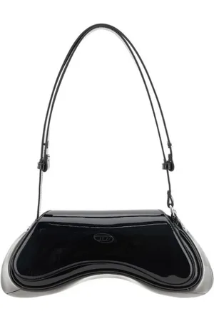 Diesel Femme, Sacs, Noir, Taille: ONE Size Sac à Bandoulière Brillant avec Plaque Ovale Iconique