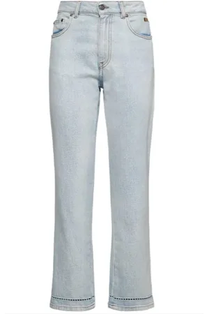 Msgm Femme, Jeans, Bleu, Taille: 34 FR Jean Bleu avec Profil Brodé