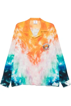 Casablanca Homme, Chemises, Multicolore, Taille: M Chemise Bleue Tie-Dye avec Poche