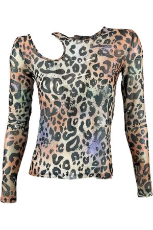 HUGO BOSS Femme, Tops, Multicolore, Taille: 36 FR Blouse en maille à imprimé léopard avec découpe