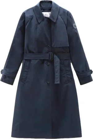 Woolrich Femme, Manteaux, Bleu, Taille: 36 FR Trench-coat bleu classique