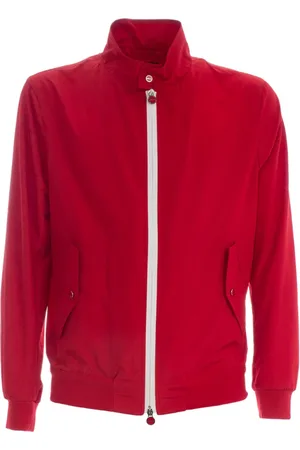 Kiton Homme, Vestes, Rouge, Taille: M Veste à Col Long avec Boutons Pression Rouges