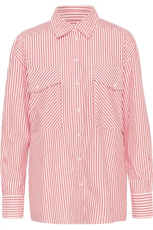 Part Two Femme, Blouses et Chemises, Rouge, Taille: 42 FR Chemise à Rayures Rouges Oversize